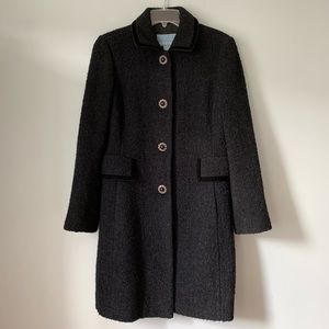 Nine West Black Wool Blend Long Tweed Coat